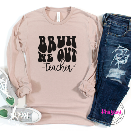 Natural tee worn outdoors with the playful teacher summer graphic.