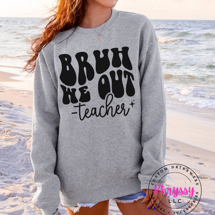 Retro Wavy "Bruh We Out" Teacher Essential Humorous Educator End-Of-Day Comfort Piece Cool Teacher Relief Lifestyle Item