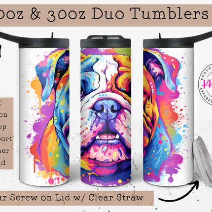 Bulldog 20oz Tumbler with Straw