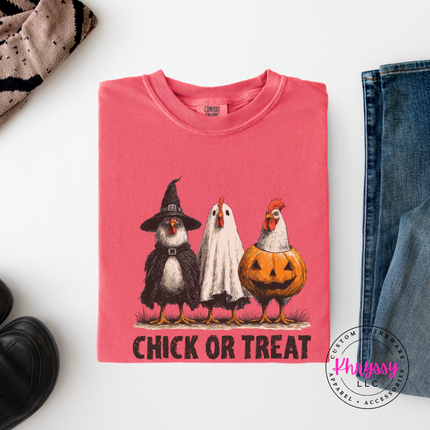 Watermelon tee with the funny chickens in Halloween costumes design