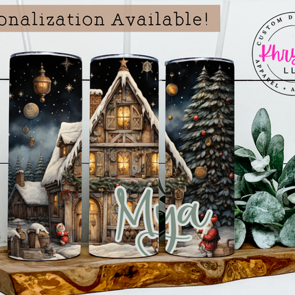 Santa's Winter Wonderland Cottage 20oz Tumbler with Straw
