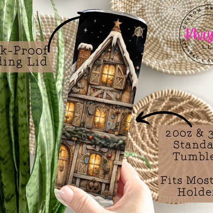 Santa's Winter Wonderland Cottage 20oz Tumbler with Straw