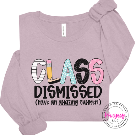 Light violet lightweight long sleeve featuring playful summer lettering.