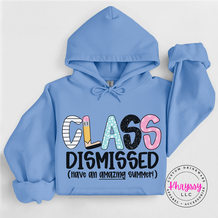 Carolina blue hoodie featuring playful summer lettering and a pencil.