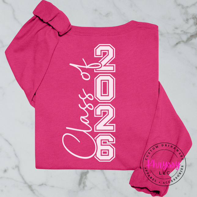 Class Of 2026 Senior Varsity Front And Back Bella Canvas Long Sleeve Bold Twenty-Six