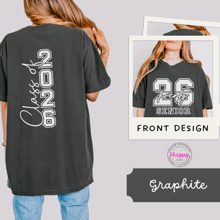 Class Of 2026 Senior Varsity Front And Back Comfort Colors Bold Twenty-Six Senior