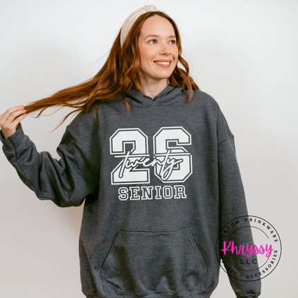 Class Of 2026 Senior Varsity Front And Back Gildan Hoodie