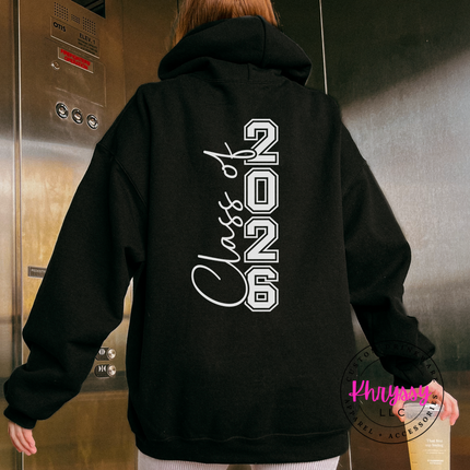 Class Of 2026 Senior Varsity Front And Back Gildan Hoodie