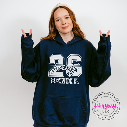 Class Of 2026 Senior Varsity Front And Back Gildan Hoodie