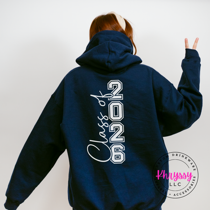 Class Of 2026 Senior Varsity Front And Back Gildan Hoodie