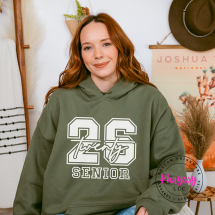 Class Of 2026 Senior Varsity Front And Back Gildan Hoodie
