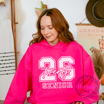 Class Of 2026 Senior Varsity Front And Back Gildan Hoodie