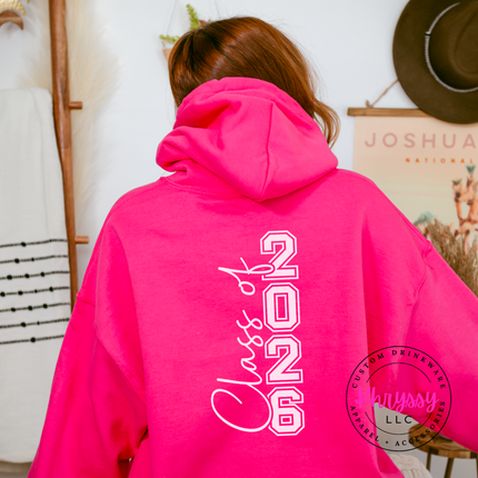 Class Of 2026 Senior Varsity Front And Back Gildan Hoodie