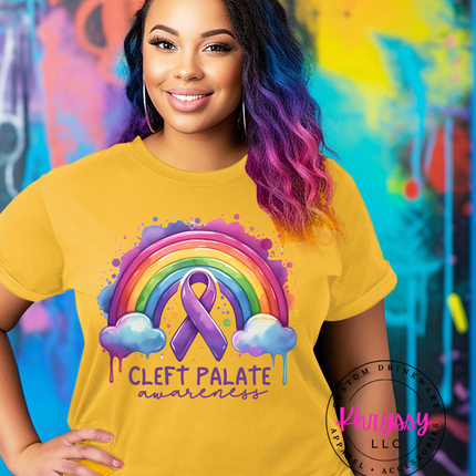 Cleft Palate Awareness T-Shirt ⎸ Rainbow Graphic Tee ⎸ Cleft Lip and Palate Ribbon ⎸ Support Shirt ⎸ Unisex ⎸ Charity