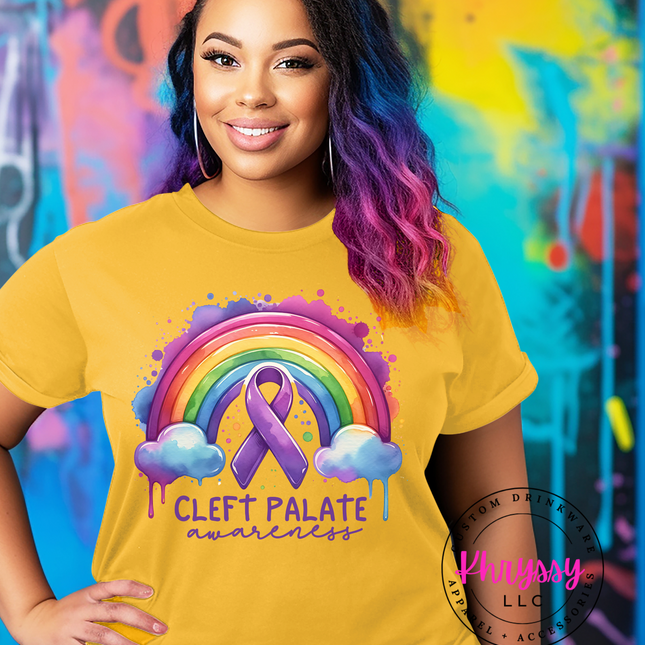 Cleft Palate Awareness T-Shirt ⎸ Rainbow Graphic Tee ⎸ Cleft Lip and Palate Ribbon ⎸ Support Shirt ⎸ Unisex ⎸ Charity