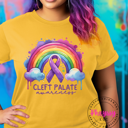Cleft Palate Awareness T-Shirt ⎸ Rainbow Graphic Tee ⎸ Cleft Lip and Palate Ribbon ⎸ Support Shirt ⎸ Unisex ⎸ Charity