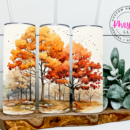 Autumn Blaze Colorful Leaves 20oz Tumbler with Straw