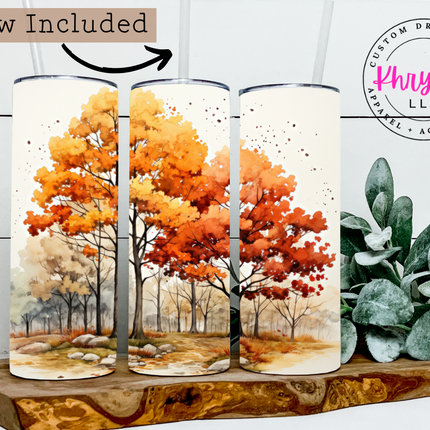 Autumn Blaze Colorful Leaves 20oz Tumbler with Straw