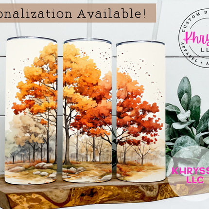 Autumn Blaze Colorful Leaves 20oz Tumbler with Straw