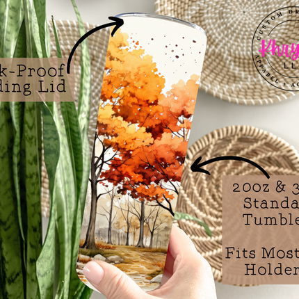 Autumn Blaze Colorful Leaves 20oz Tumbler with Straw