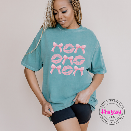 Coquette Lips and Bows Graphic Tee for Women