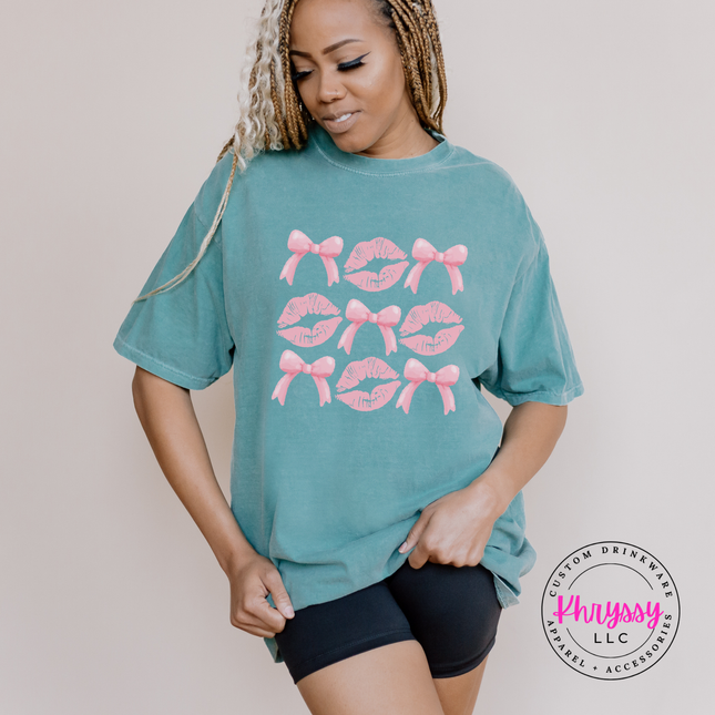 Coquette Lips and Bows Graphic Tee for Women