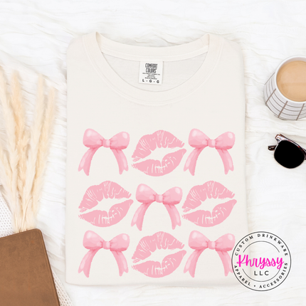 Coquette Lips and Bows Graphic Tee for Women
