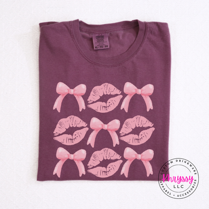 Coquette Lips and Bows Graphic Tee for Women