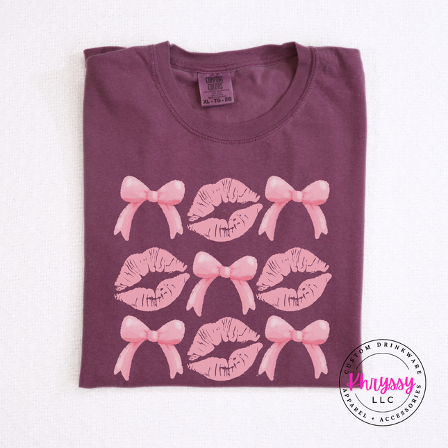 Coquette Lips and Bows Graphic Tee for Women