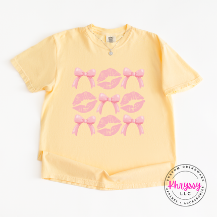 Coquette Lips and Bows Graphic Tee for Women