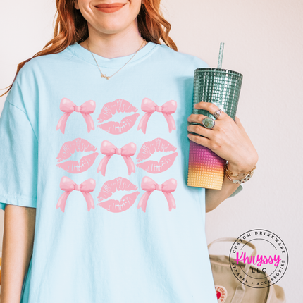 Coquette Lips and Bows Graphic Tee for Women