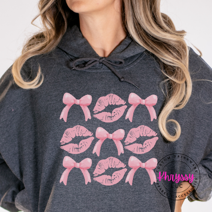 Coquette Lips and Bows Pullover Hoodie for Women