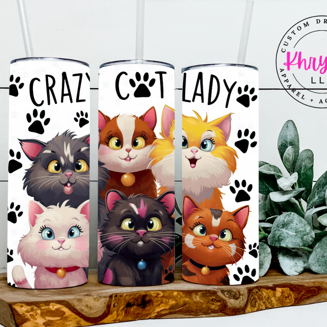 Crazy Cat Lady 20oz Tumbler with Straw