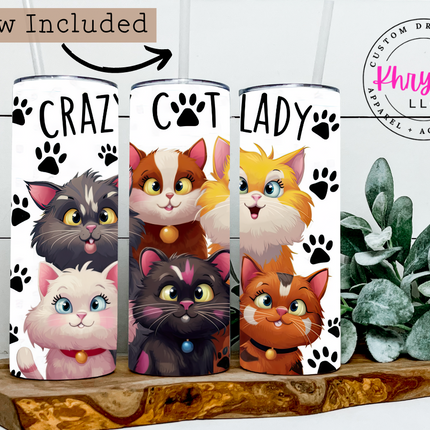 Crazy Cat Lady 20oz Tumbler with Straw