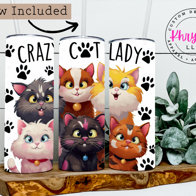 Crazy Cat Lady 20oz Tumbler with Straw