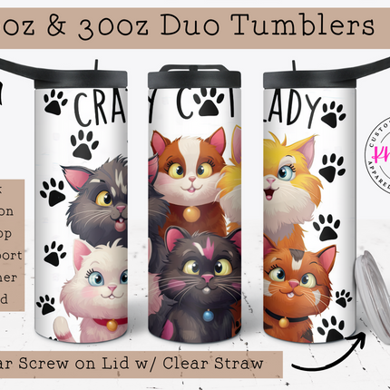 Crazy Cat Lady 20oz Tumbler with Straw