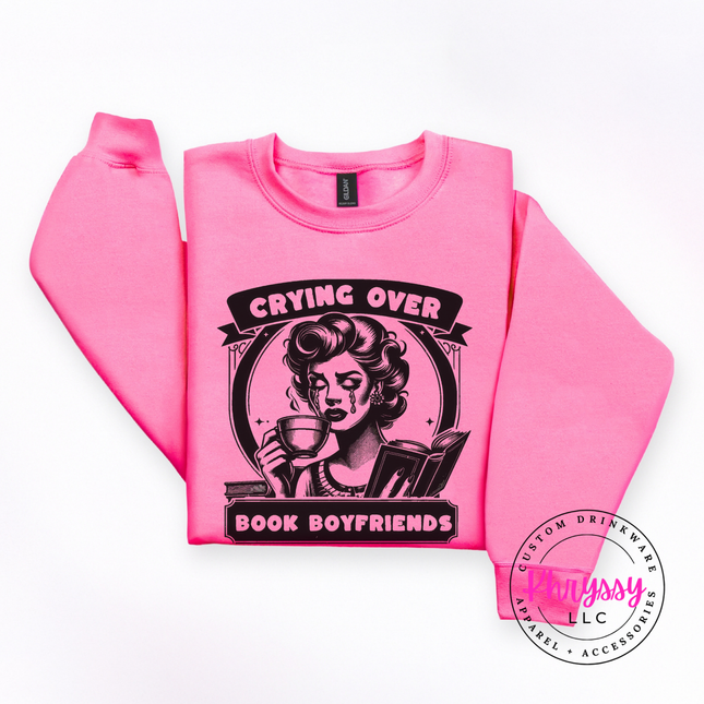 Crying Over Book Boyfriends Cozy Bookish Crewneck Sweatshirt