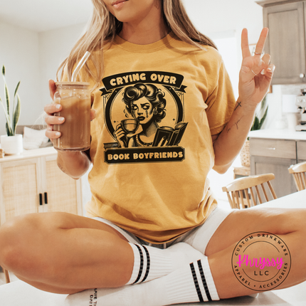Crying Over Book Boyfriends Funny Bookish Tee for Women