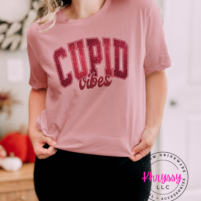 Cupid Vibes Faux Glitter Valentine Design | Cute Sparkly Love Aesthetic | Fun Flirty Valentine Graphic For February 14