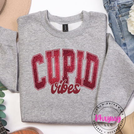 Cupid Vibes Faux Glitter Valentine Design | Cute Sparkly Love Aesthetic | Fun Flirty Valentine Graphic For February 14