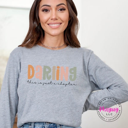 Athletic Heather long sleeve tee with pastel Darling encouragement lettering