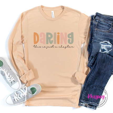 Sand Dune long sleeve tee with soft multicolor Darling lettering