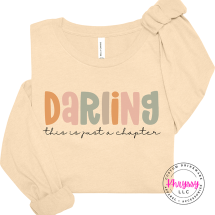 Soft Cream long sleeve tee with Darling lettering and cursive subtext