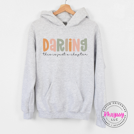 Ash Grey hoodie with pastel Darling encouragement lettering on the chest