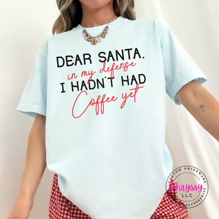 Chambray tee featuring Dear Santa block letters and script.
