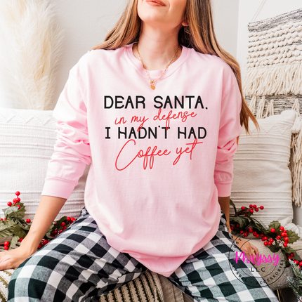 Blossom long sleeve tee with funny Dear Santa coffee Christmas design