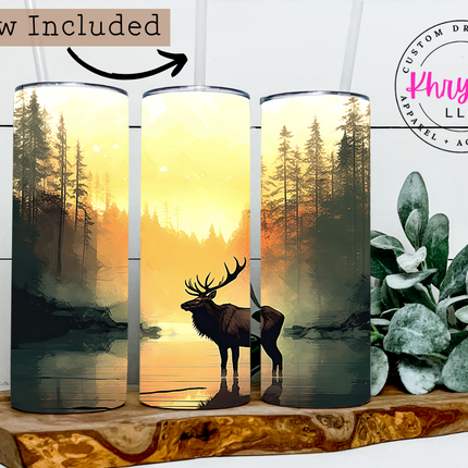 Majestic Elk Wilderness 20oz Tumbler with Straw