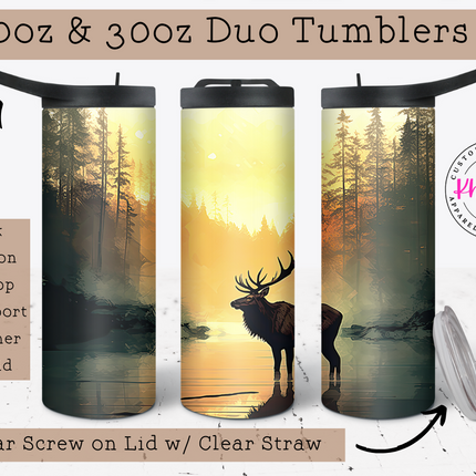 Majestic Elk Wilderness 20oz Tumbler with Straw