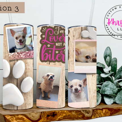 Paw-some Memories 20oz Personalized  Dog Lover Photo Frame Tumbler with Straw