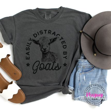Easily Distracted by Goats Funny Farm Animal Women's Tee